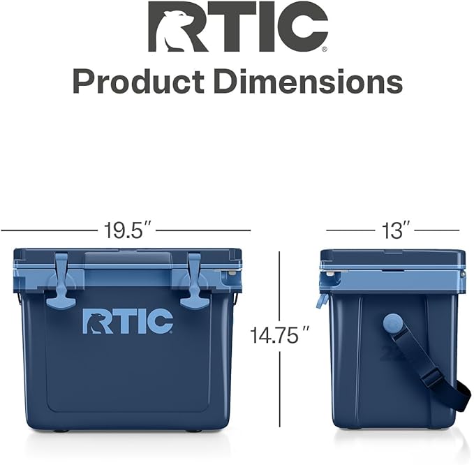 RTIC Ultra-Light 22 Quart Hard Cooler Insulated Portable Ice Chest Box for Drink, Beverage, Beach, Camping, Picnic, Fishing, Boat, Barbecue, 30% Lighter Than Rotomolded Coolers
