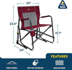 GCI Outdoor Freestyle Rocker Camping Chair | Portable Folding Rocking Chair with Solid, Durable Armrests, Drink Holder & Comfortable Backrest — Cinnamon