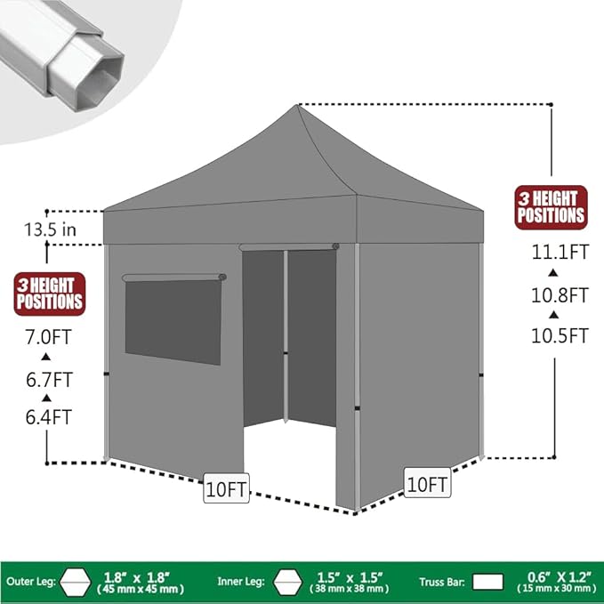 Eurmax USA Professional Pop up Canopy Wedding Party Tent Instant Outdoor Gazebo with Side Walls Aluminum Frame Commercial Grade Bonus Roller Bag(Black)