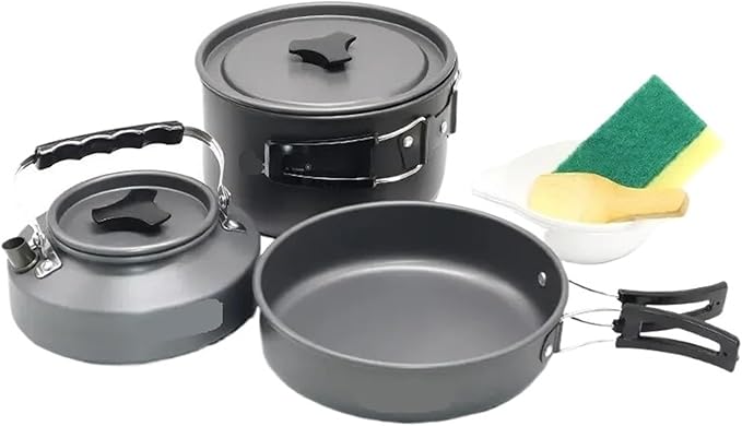 Camping Cookware Set Portable Kit Outdoor Pot Cooking Water Kettle Pan Tableware Hiking Picnic Equipment