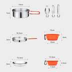 Camping Cookware Outdoor Pot Set Portable Camping Cooker Stainless Steel Picnic Tableware Set Survival Gear