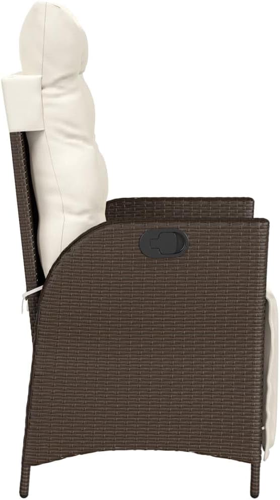 Reclining Patio Chair with Footrest Brown Poly Rattan Porch Chairs Camping Chairs Patio Chairs Living Room Chairs for Dining Patio Bedroom Outdoor