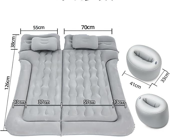 Car Air Mattress for Honda HRV 2023-2024, Trunk Rear Seat Inflatable Thickened Flocking Travel Camping Bed, Air Pump 2 Pillows,Grey