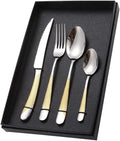 Stainless Steel Flatware Set, 16-Piece Black Cutlery Set for 4, Durable 304 Stainless Steel Knife, Fork, Spoon, Elegant Silverware for Home, Dining, Parties