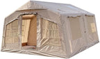 4 Season Inflatable Camping Tent with Separate Living and Sleeping Area,3000mm Waterproof Pop-Up Tent with Pump and Stove Jack Hole,4-6 Person Glamping Tent