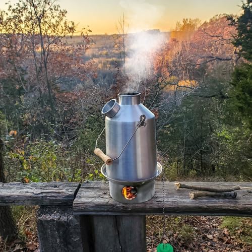 'Scout' Kelly Kettle® 40fl.oz. | Stainless Steel | Whistles When Boiled | Kettle & Camp Stove in one | Ultra-fast | Wood Fuelled | NO Batteries/Gas | Camping, Fishing, Scouts, Picnics, Emergencies