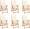 Patio Chairs 6 pcs,Outdoor Folding Chair,Lounge Chair,Portable Camping Chair,Tanning Chairs for Outside,Garden Chair,for Outdoor Patio, Campsite, or Yard, with Cream Cushions Solid Teak Wood