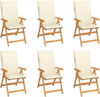 Patio Chairs 6 pcs,Outdoor Folding Chair,Lounge Chair,Portable Camping Chair,Tanning Chairs for Outside,Garden Chair,for Outdoor Patio, Campsite, or Yard, with Cream Cushions Solid Teak Wood