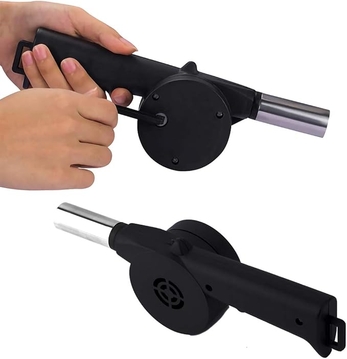PLIAVAON BBQ Fan Air Blower Fast Fire Starter Portable Mini Manual Hand Crank for Outdoor Picnic Camping Cooking Barbecue Charcoal Grills Stove Accessories (A)