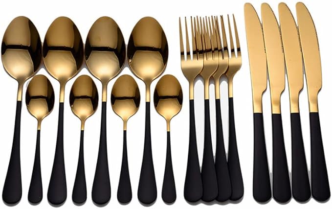 16 Piece Stainless Steel Tableware Set Fork Spoon Knife Cutlery Set Dinnerware Set Spoon Complete Tableware Eco Friendly Serves for 4
