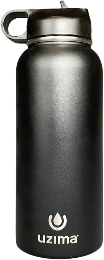 Uzima - Z-Source Filtered Water Bottle for Hiking, Backpacking, Camping, and Travel. Large 32oz Capacity with Double-Walled Stainless Steel Exterior.
