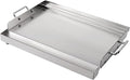 LotFun 30" x 15" Stainless Steel Cooking Griddle for Outdoor Gas Grill, Universal Griddle Flat Top Plate Insert with Grease Groove and Removable Handles for Electric/Charcoal/Gas Grill, Camping,Party