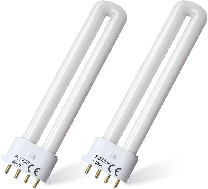 FLS/E9W 6400K Camping Lantern Bulb,Replacement for 9W Fluorescent Bulb,4 Pin 2G7 Base,5.5 inch Special Size,6400K(2PACK)