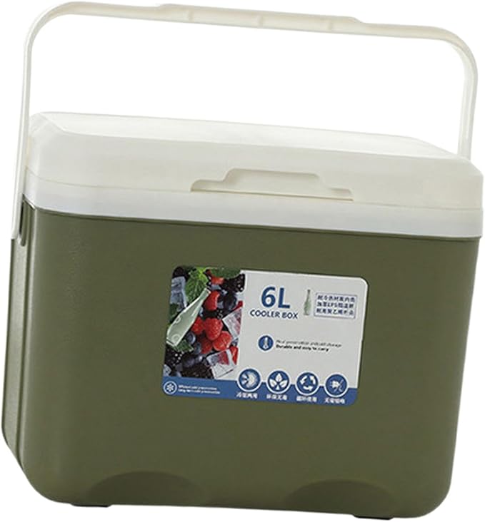 Cooler Box Ice Box 6L Personal with Handle for Freeze/Hot Food Ice Chest Small Insulated Box for Beach Camping Stall Outdoor