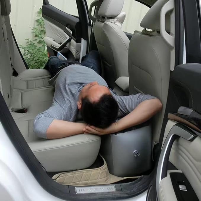 Inflatable Car Air Mattress Back Seat Bed with Air Pump,Thickened Portable Car Travel Sleeping Camping Air Mattress Blow Up Bed for Car Universal SUV