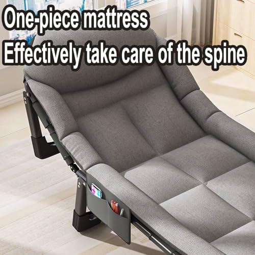 Folding Bed Frame with Mattress - 30mm Steel Tube Support, Adjustable 6 Speeds, Portable Camping Cot for Adults, Perfect for Indoor and Outdoor Travel
