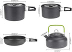 Cookware Pans Camping Cooking Kit Camping Cooker Pan Set Kit Aluminum Camping Cookware Set for 4-5 People, Portable Outdoor Pan Pot and Kettle Tableware - Picnic