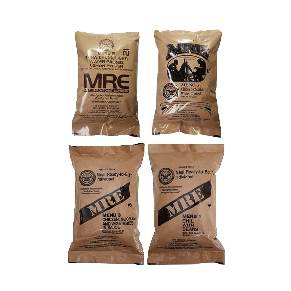 2023 Inspection Dated MREs or Newer (Meals Ready-to-Eat) Authentic U.S. Military Surplus Assorted Flavor (4-Pack)