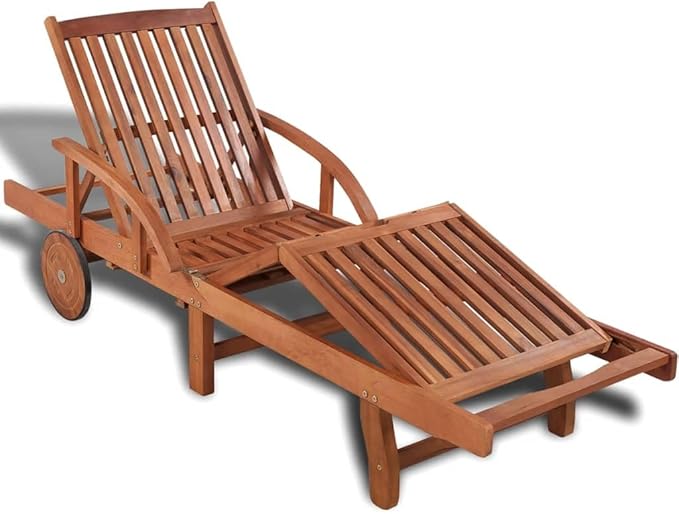 Sun Lounger Solid Acacia Woodcamping Chairs Tanning Chair Recliner Patio Suitable for Garden Courtyard