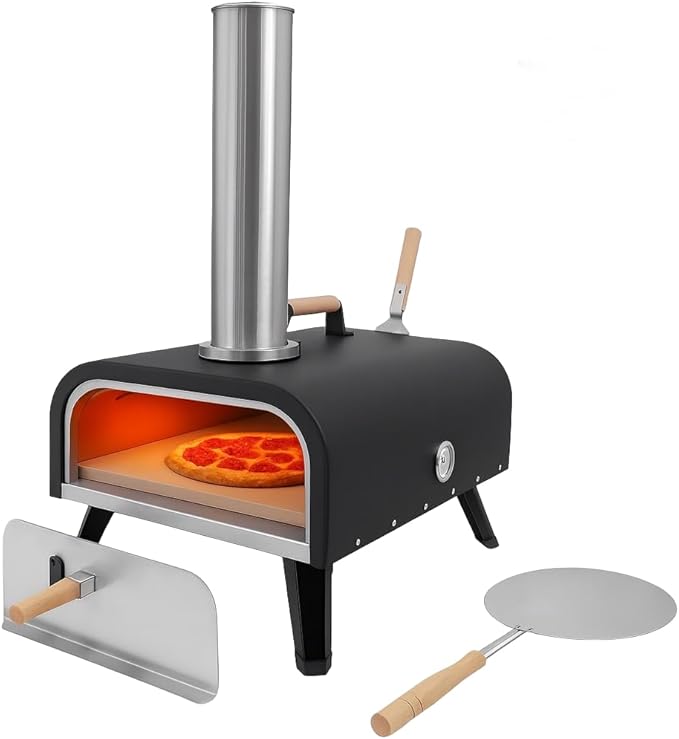Pizza Oven Outdoor 12" Wood Fired Pizza Stove for Outside Portable Stainless Steel Camping Stove for Backyard Picnics Party Cooking Grilling Stove