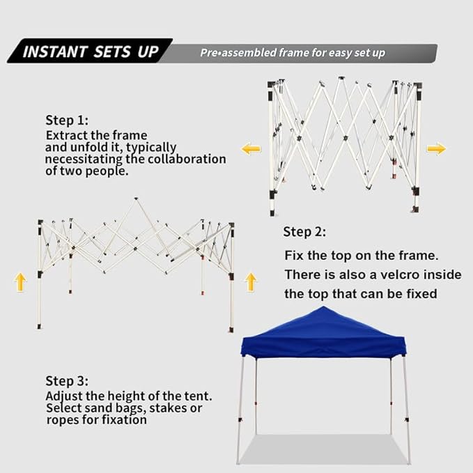 Northroad 10x10ft Pop Up Canopy, Popup Outdoor Canopy Tent with Wheeled Carrying Bag,Portable Gazebo Shelter for Patio,Deck,Garden,Beach（Blue）