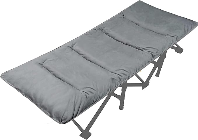 LITA XL Cot Pads for Camping, Soft Comfortable Cotton Thick Sleeping Cot Mattress Pad 72"x26", Grey and Navy Blue (Only Pad)