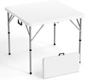 VINGLI 34" Fold in Half Square Table, Bi-Folding Commercial Table, Portable Plastic Dining Card Table for Kitchen or Outdoor Party Wedding Event, White