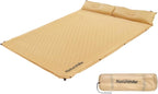 Naturehike Camping Sleeping Pad, Ultralight Camping Mat 2 Person with Pillow, Fast Inflating, Memory Foam Sleeping Pad for Hiking, RV Camping, Yellow