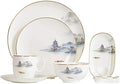 GaRcan Dinner Setspottery Tableware,8 Pieces Landscapeing Porcelain Dinnerware Set Ceramic Plate Combination Sets Dinner Plate Dessert