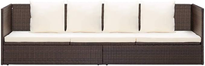 Patio Furniture Camping Chairs Outdoor Chairs Beach Chair Patio Bed with Cushion & Pillows Poly Rattan Brown for Poolside Backyard and Beach