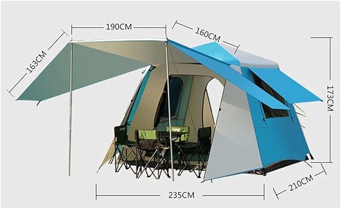 YYDS Tents for Camping Waterproof Sunscreen Instant Tent Automatic Pop Up Camping Tent Family Hiking 3-4 Person Camping Tents (Color : Red)