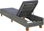 Beach Chair Camping Chairs Patio Furniture Outdoor Chairs Sunbed with Cushion Poly Rattan Gray for Patio, Poolside