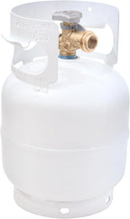 Flame King YSN5LB-GAUGE 5lb Steel Propane Tank Cylinder with Gauge and OPD Valves for Grills and BBQs, Camping, Fishing, & Outdoor Activities, White