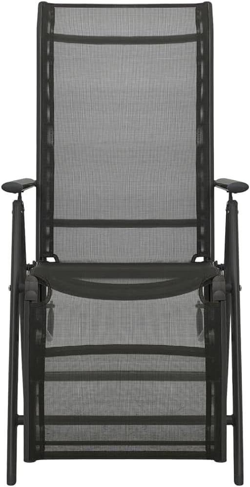 Reclining Patio Chairs ,Garden Chairs,Barbecue Chairs,Fishing Chairs,Coffee Chair,Bistro Chair,Camping Chair,Beach Chair,for Deck, poolside,Camping,Beach,Campsite,2pcs Textilene and Aluminum Black