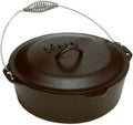 Lodge 7 Quart Pre-Seasoned Cast Iron Dutch Oven with Lid - Wire Bail Handle for Easy Transfer from Cooking Surface to Table - Use in the Oven, on the Stove, on the Grill or over the Campfire - Black
