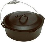 Lodge 7 Quart Pre-Seasoned Cast Iron Dutch Oven with Lid - Wire Bail Handle for Easy Transfer from Cooking Surface to Table - Use in the Oven, on the Stove, on the Grill or over the Campfire - Black
