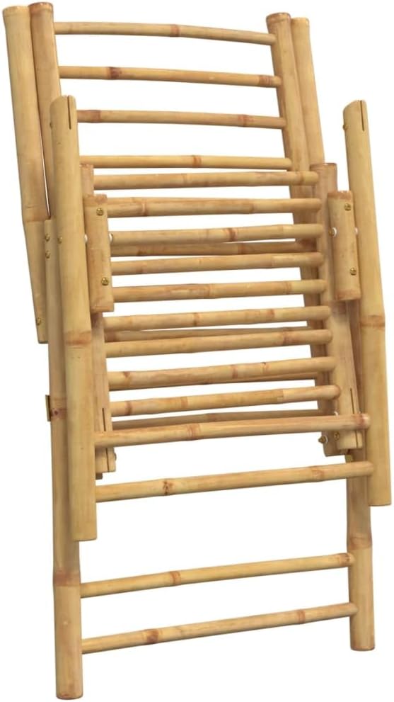 Folding Patio Reclining Chairs 2 pcs with Cushions Bamboo Lounge Chair Camping Chair Lawn Chairs Living Room Chairs for Bedroom Patio Outdoor Dining
