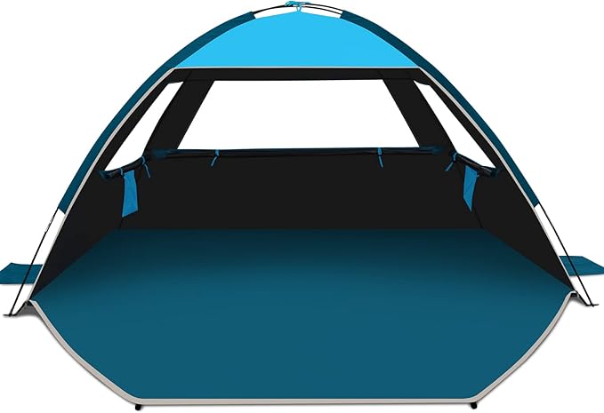 COMMOUDS Beach Tent Sun Shade for 3/4/6/8 Person, UPF 50+ Beach Sun Shelter Canopy Tent, Lightweight, Easy Set Up and Carry