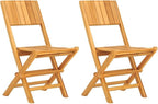 Solid Teak Wood Folding Patio Chairs 2 Pack 18.5"x24"x35.4" Outdoor Furniture Foldable Lounge Seating for Backyard Poolside Camping