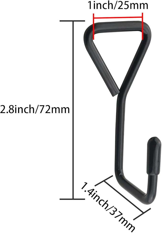 4PCS Heavy Duty Triangular Metal Hooks Outdoor Camping Tent Hooks Hanging Plant Basket for Kitchen Utensils Spoons Pots Pots Utensils Clothes Jeans Bag Towel Black