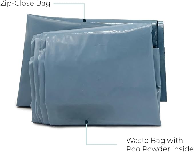 Cleanwaste Original WAG Bag Portable Toilet (12 Pack) - Go Anywhere Kit For Camping, Boating, Travel - NASA Gelling Powder for Poop/Pee