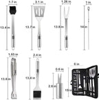 BBQ Accessories Kit - 20pcs Stainless BBQ Grill Tools Set for Smoker Camping Barbecue Grilling Tools BBQ Utensil Set Outdoor Cooking Tool Set with Canvas Bag Gift for Thanksgiving Day, Christmas