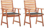 Patio Dining Chairs 2 pcs,Lawn Chair,Camping Chair,Garden Chair,Featuring Slatted Design,Waterproof Cushion,Each Cushion Features 2 Sets of Ropes, with Cushions Solid Acacia Wood