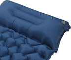 Ergonomic Inflating Sleeping Pad with Built in Pump, Nylon Material, and Storage Bag for Office, Camping, and Outdoor Use (Navy Blue)