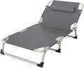 Folding Camping Cot for Adluts, Portable Lightweight Camping Bed with Pillow,4-Position Adjustable Backrest with Strong Steel Frame,Indoor Outdoor Recliner Chair for Home,Office,Outdoor (Style -1)