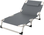 Folding Camping Cot for Adluts, Portable Lightweight Camping Bed with Pillow,4-Position Adjustable Backrest with Strong Steel Frame,Indoor Outdoor Recliner Chair for Home,Office,Outdoor (Style -1)