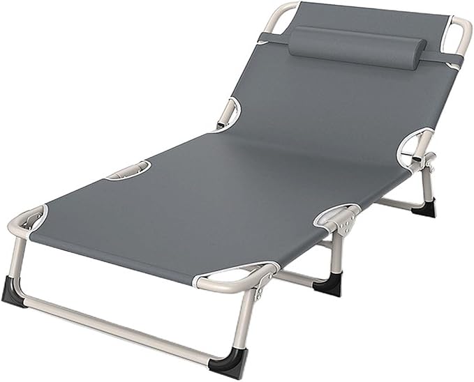 Folding Camping Cot for Adluts, Portable Lightweight Camping Bed with Pillow,4-Position Adjustable Backrest with Strong Steel Frame,Indoor Outdoor Recliner Chair for Home,Office,Outdoor (Style -1)
