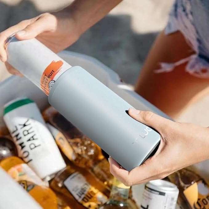 TILUCK Skinny Can Cooler for Slim Beer & Hard Seltzer, Stainless Steel, Doucle-Walled Stainless Steel Insulated Slim Cans, Standard 12 oz (Frosted Sky)