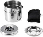 Outdoor Hiking Camping Cookware Set Stainless Steel Handle Camping Pot Cooking Tableware Picnic Set Pot Dinnerware
