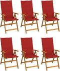 Folding Patio Chairs,Bistro Chair,Patio Funiture,Lawn Chairs,Armchair,Beach Chair,Camp Chair,Coffee Chair,for Outdoor,Fire Pit,Deck,Lawn,Outside,Garden, 6 pcs with Cushions Solid Acacia Wood